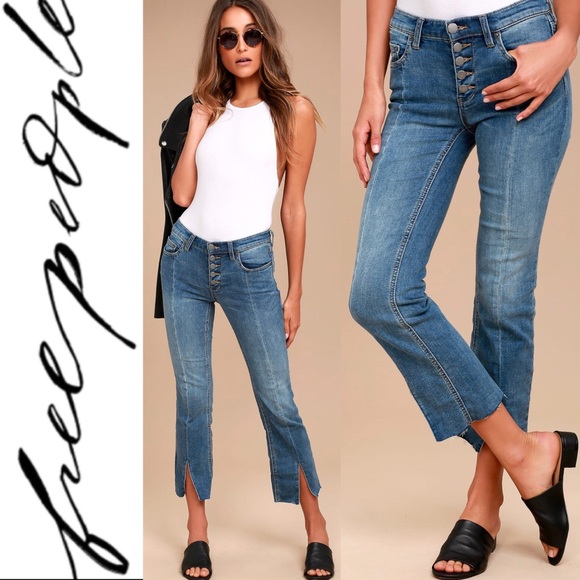 Free People Denim - 🆕 Free People Crop Button Front Jeans